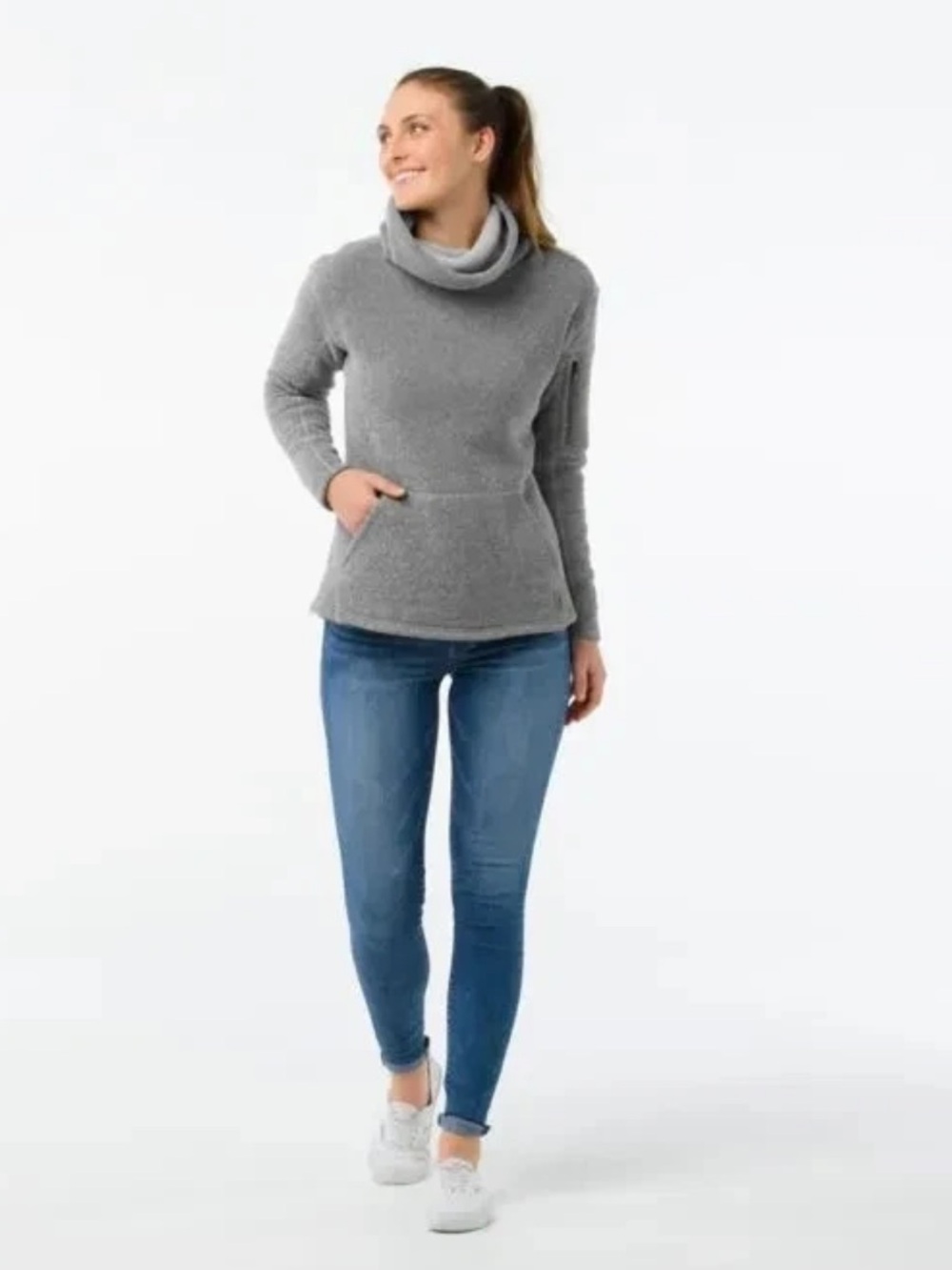 Smartwool Women's Hudson Trail Fleece Pullover Size Medium Grey Sweater Hiking